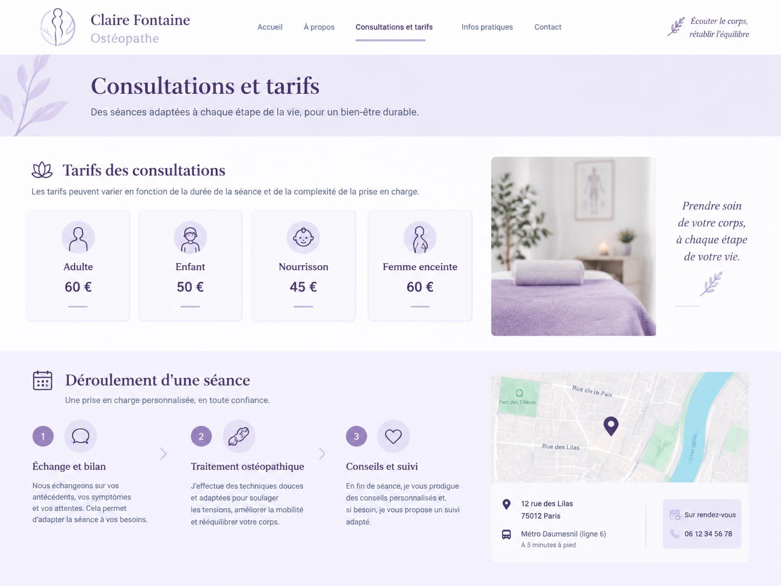 Consultations et tarifs